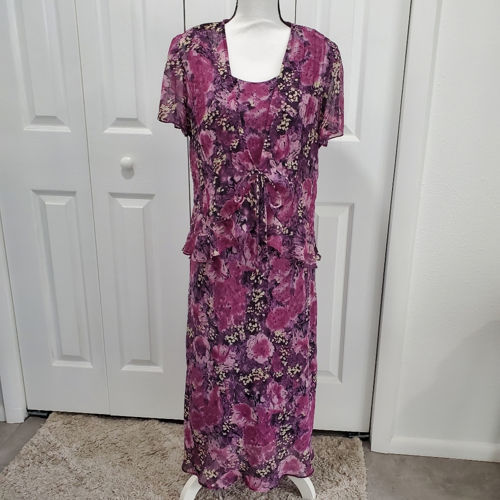 Sheri Martin long purple floral dress, Size 10